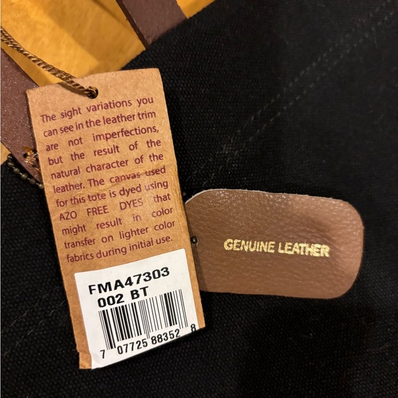 Black Canvas Tote Bag with Leather Handles - Picture 4 of 4